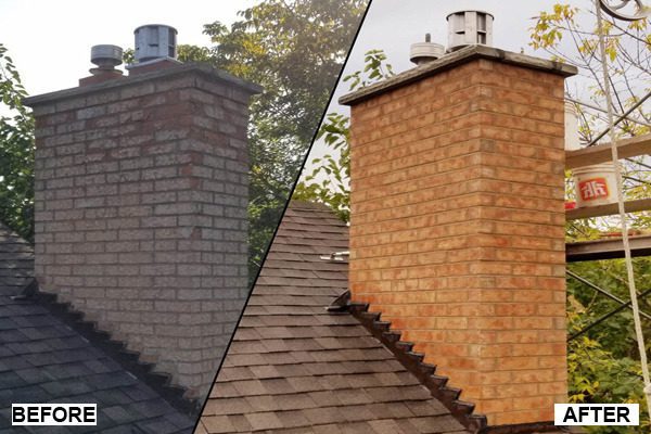 Chimney restoration before and after